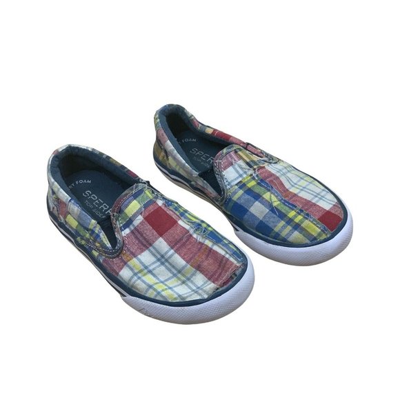 Sperry Kids' Striper Ii Slip on Sneaker, Madras,  Size Little Kids 9M - Picture 2 of 11